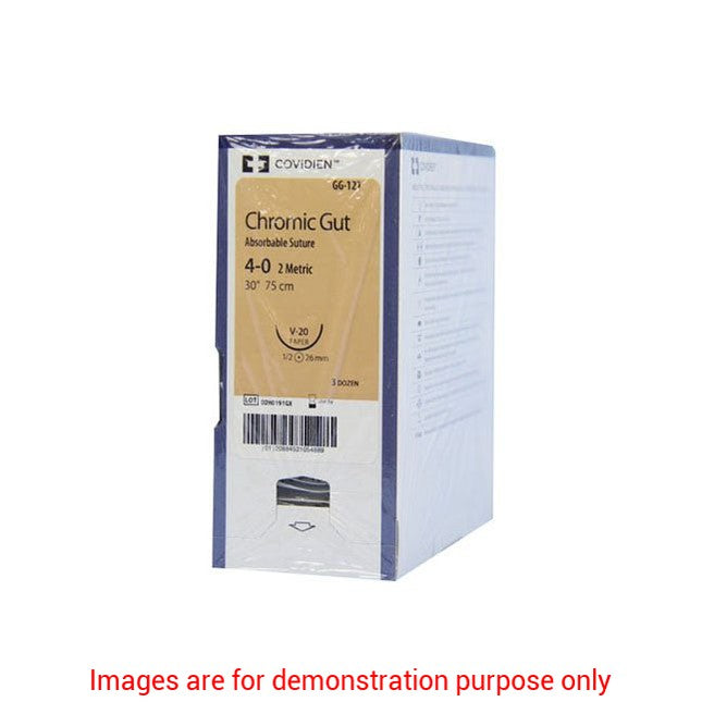 Suture With Needle, Absorbable Chromic Gut Size 2-0, 30" Suture, C-14Covidien / Medtronic