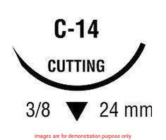 Suture With Needle, Sofsilk, Black Braided, 2-0, 18", C-14Covidien / Medtronic