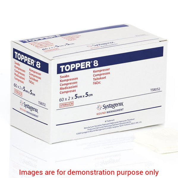 Topper 8 Swabs (4 Ply, Sterile) 5Cm X 5CmJohnson & Johnson Systagenix