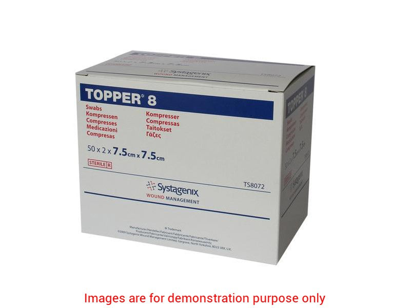 Topper 8 Swabs (4 Ply, Sterile) 7.5Cm X 7.5CmJohnson & Johnson Systagenix