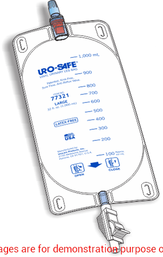Uro Safe Disposable Vinyl Leg Bag W/ Thumb Clamp, Sterile, Latex Leg Straps, 32Oz.Urocare