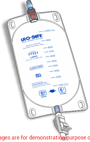 Uro Safe Disposable Vinyl Leg Bag W/ Thumb Clamp, Sterile, Latex Leg Straps, 32Oz.Urocare