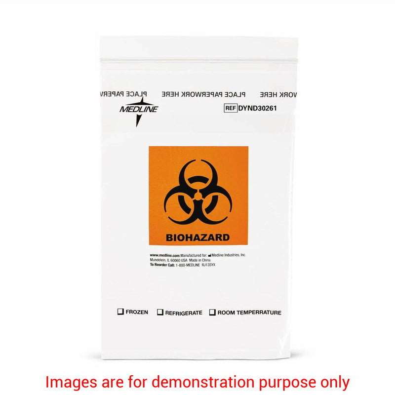 Zip-Style Biohazard Spicimen Bags 6" X 9"Medline