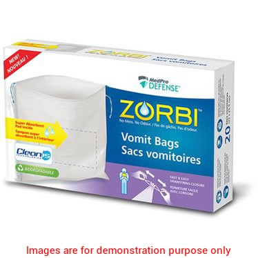 Zorbi Vomit Bags With Cleanis Technology, Bx/20AMG