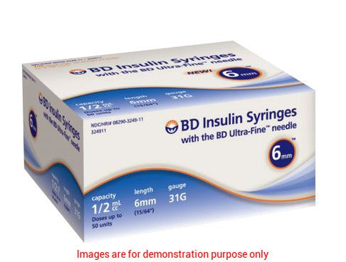 Insulin Syringe 0.5Ml, 31G X 6Mm Needle